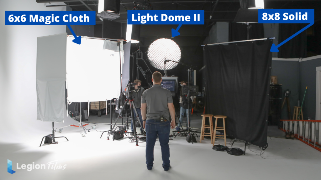 A Sacramento video production company studies lighting inside a studio